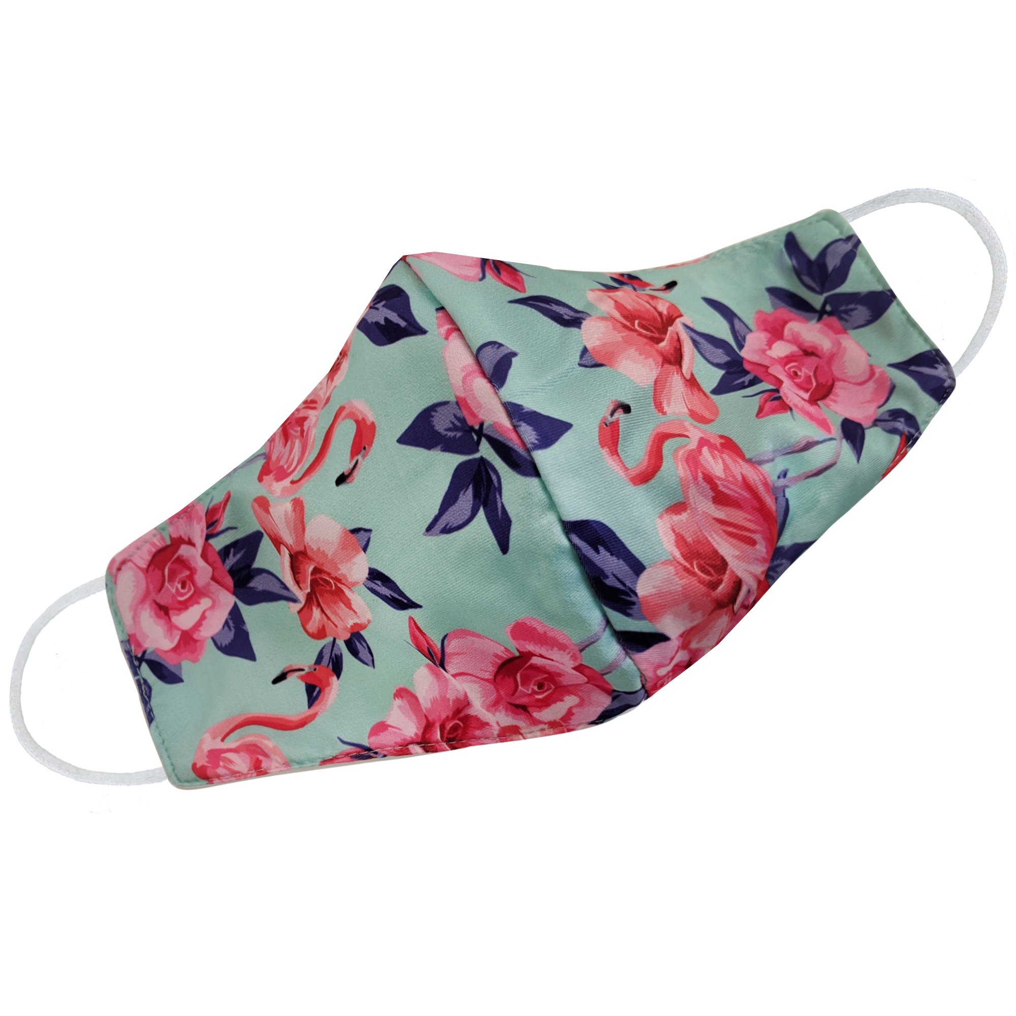 Teal Flamingo Face Mask featuring a vibrant flamingo design, perfect for stylish protection.