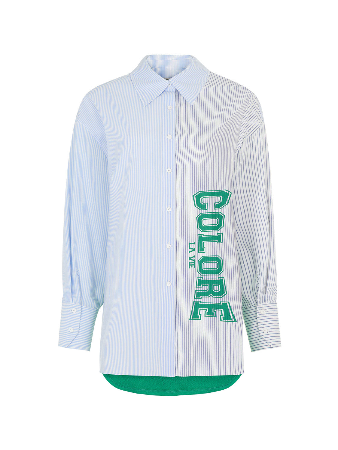 A stylish Text Print Shirt featuring a lapel collar, long sleeves, and vibrant text print design, perfect for casual and formal occasions.