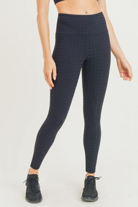 Textured Houndstooth Jacquard TACTEL® Highwaist Leggings showcasing unique pattern and highwaist design for comfort and style.