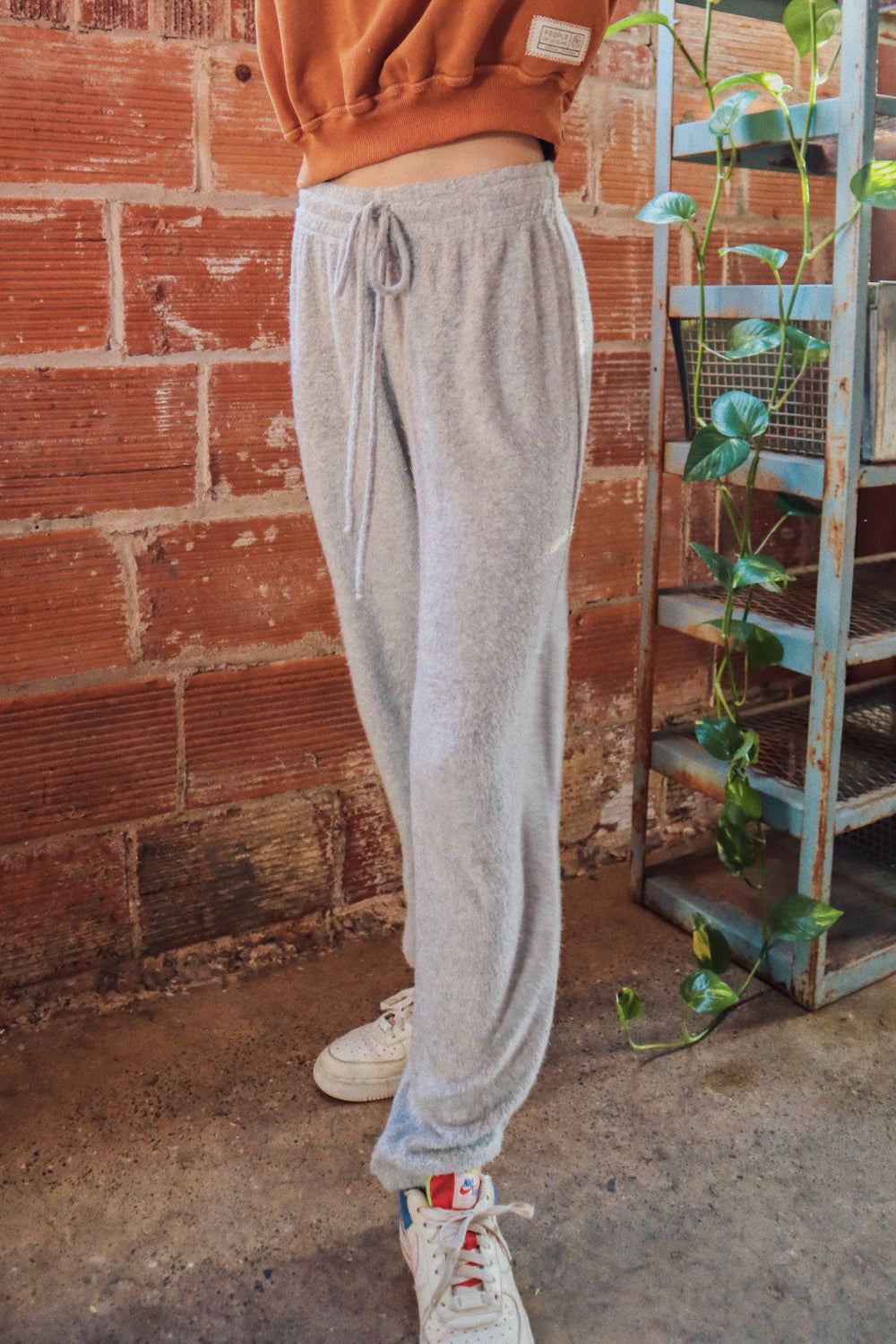 A pair of stylish Heather Gray Bamboo Joggers with a relaxed fit and drawstring waistband, showcasing their soft texture and eco-friendly material.