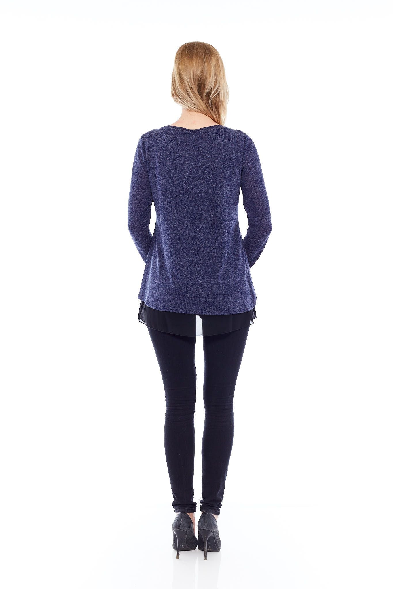 A stylish Day Out Top in Classic Basic Blue featuring a slouchy neck and flayer zip detail, perfect for casual outings.