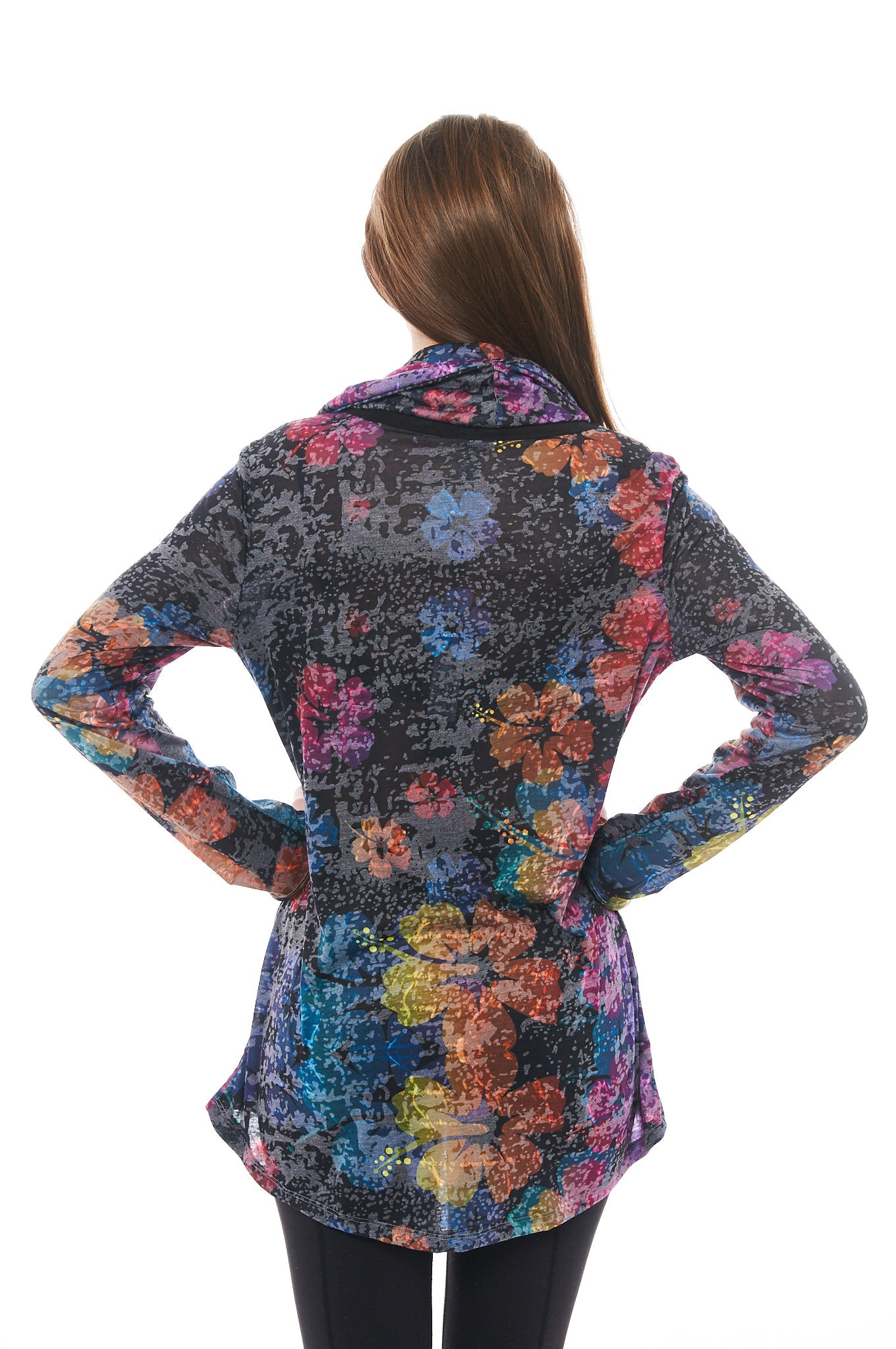 Floral Printed Top in Multi Colours featuring a scarf design and long sleeves, perfect for casual wear.