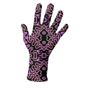 A pair of stylish Gael Print Cropped Gloves made from soft Lycra, featuring a unique printed design and a matte finish for enhanced grip.