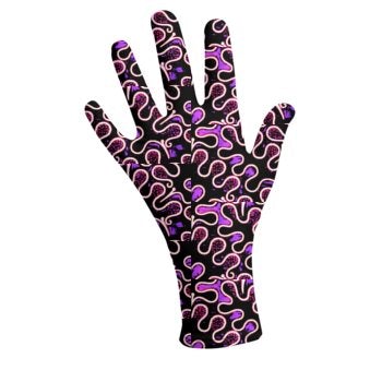 A pair of stylish Gael Print Cropped Gloves made from soft Lycra, featuring a unique printed design and a matte finish for enhanced grip.