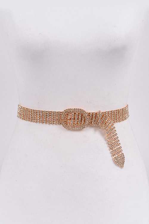 The Relle Gold Bling Belt featuring a stylish gold and silver chain design, adjustable size, and a width of 1.25 inches.