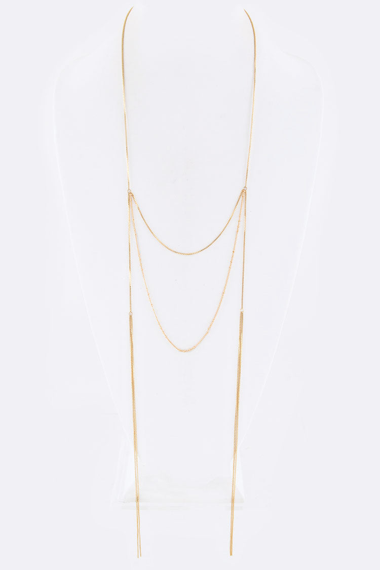 Thin draped chained neckwear necklace, 40 inches long with an elegant design, perfect for layering or wearing solo.