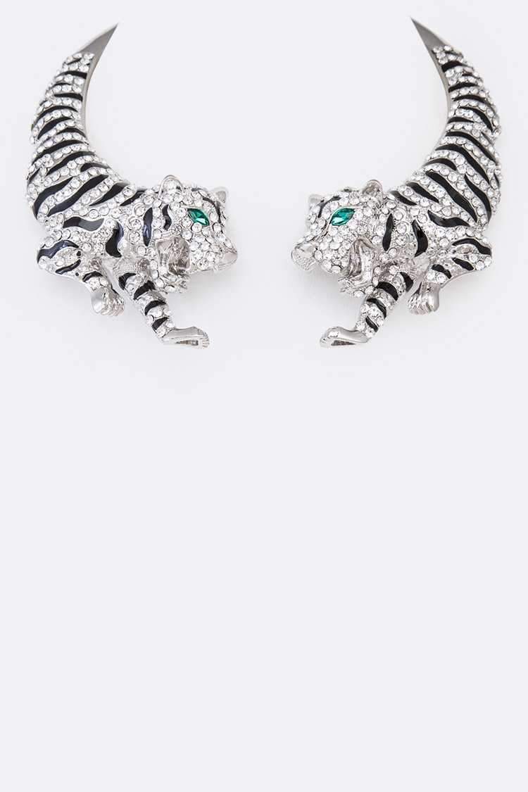 A beautiful 17-inch Tiger Encrusted Necklace featuring a unique tiger design, perfect for stylish accessorizing.