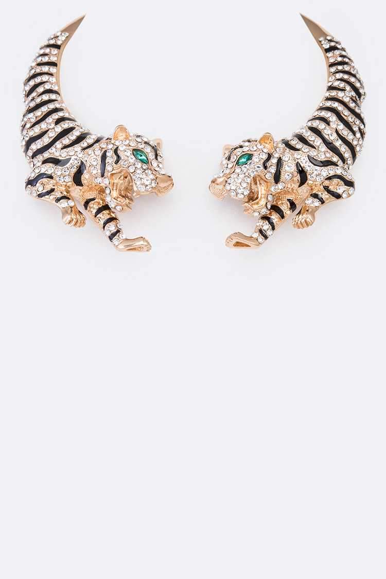 A beautiful 17-inch Tiger Encrusted Necklace featuring a unique tiger design, perfect for stylish accessorizing.