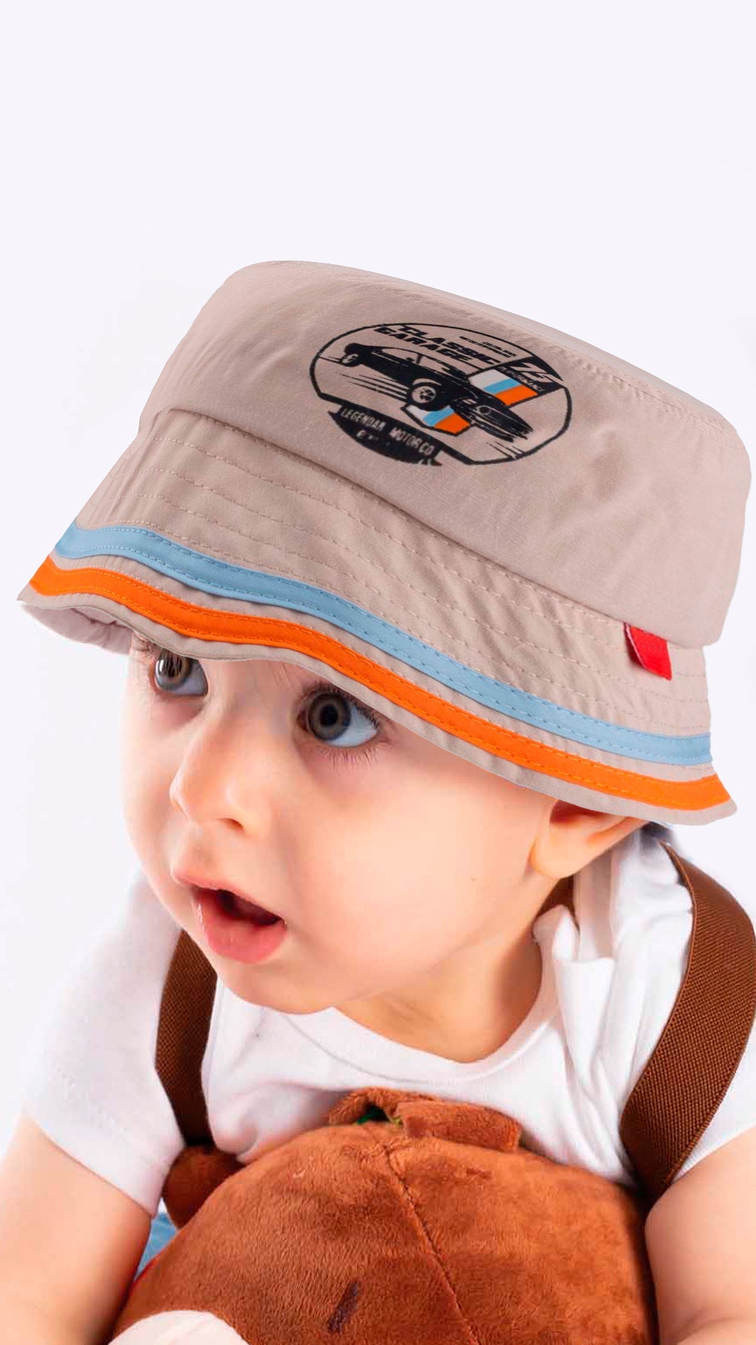 A stylish Toddler Fedora summer hat for kids featuring a fun cartoon car print, made from soft and breathable material.