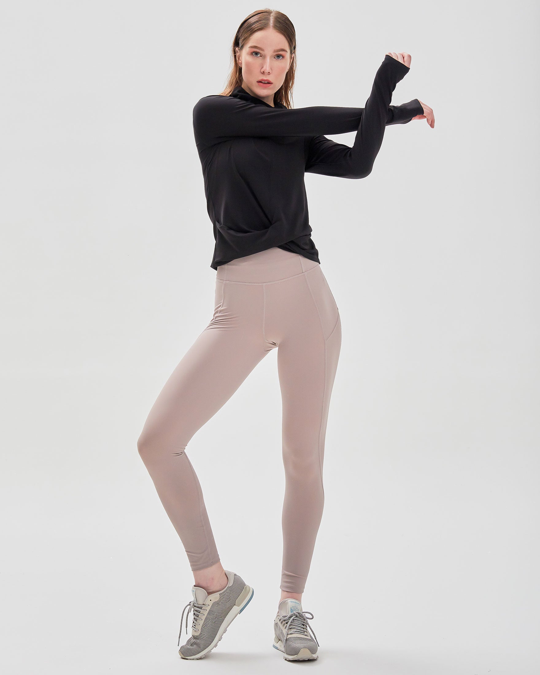 Turtle Cowl Neck Coziplex™ Long Sleeve in soft textured fabric, featuring a stylish design with thumbholes and mid-length crop.