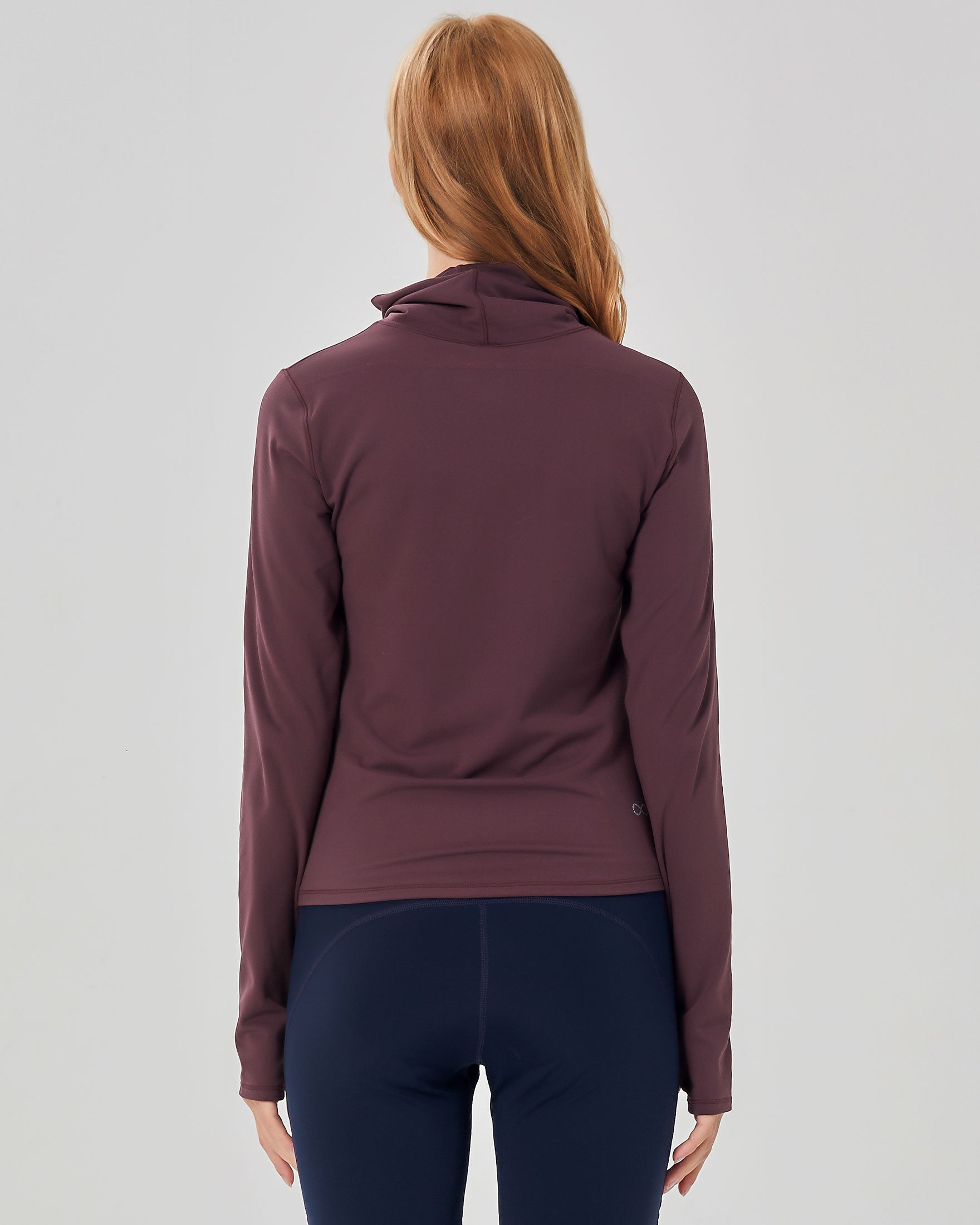 Turtle Cowl Neck Coziplex™ Long Sleeve in soft textured fabric, featuring a stylish design with thumbholes and mid-length crop.