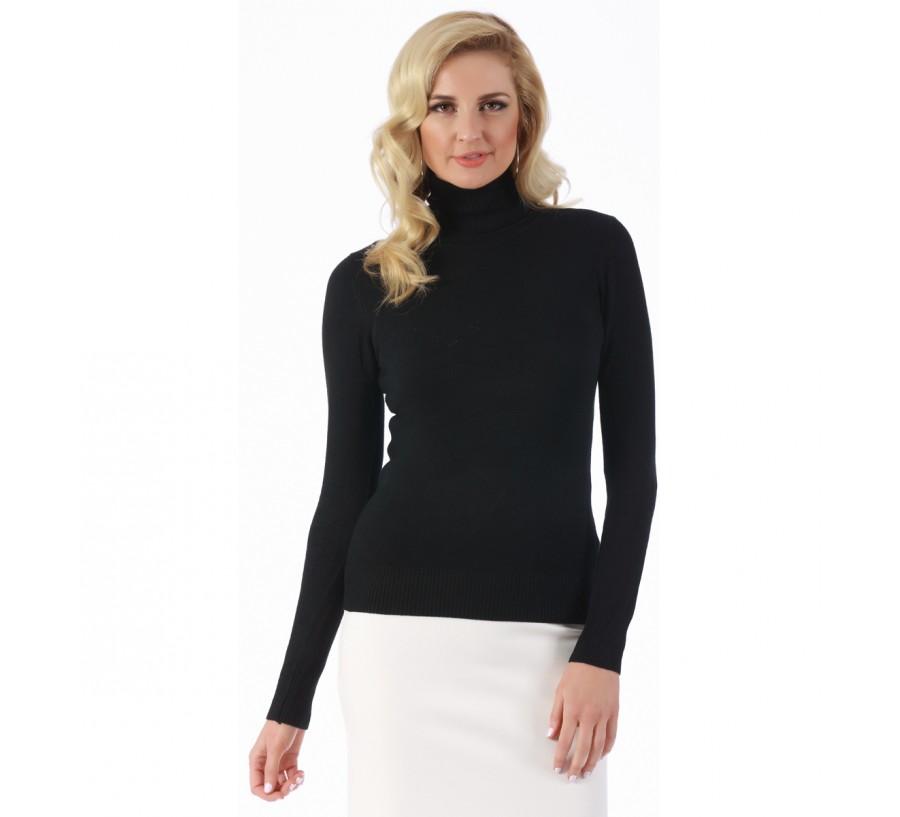 A stylish turtleneck sweater featuring ribbed cuffs and hem, perfect for layering and keeping warm during colder months.