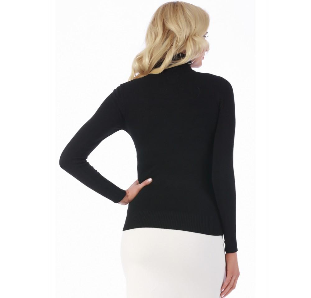 A stylish turtleneck sweater featuring ribbed cuffs and hem, perfect for layering and keeping warm during colder months.