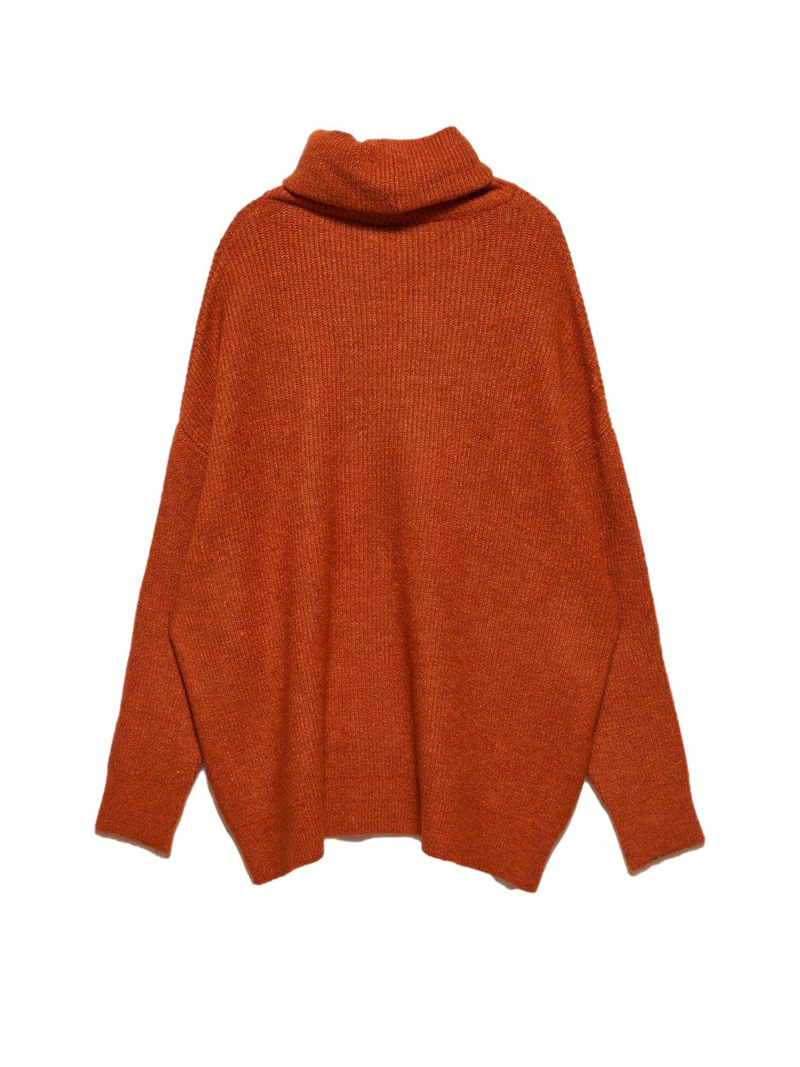 A cozy Turtleneck Wide Sweater in a soft acrylic-polyester blend, featuring a relaxed fit and stylish turtleneck design.