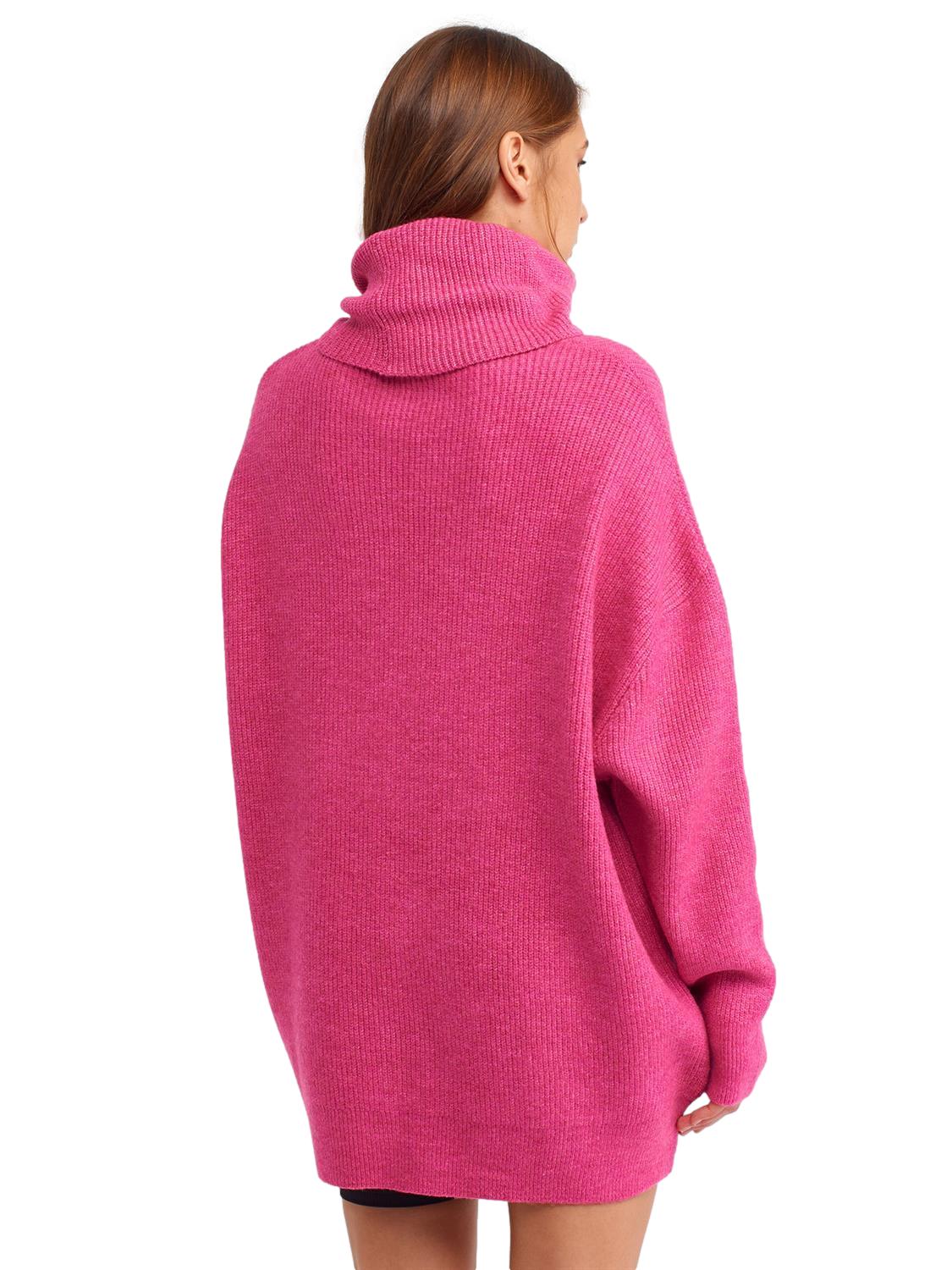 A cozy Turtleneck Wide Sweater in a soft acrylic-polyester blend, featuring a relaxed fit and stylish turtleneck design.