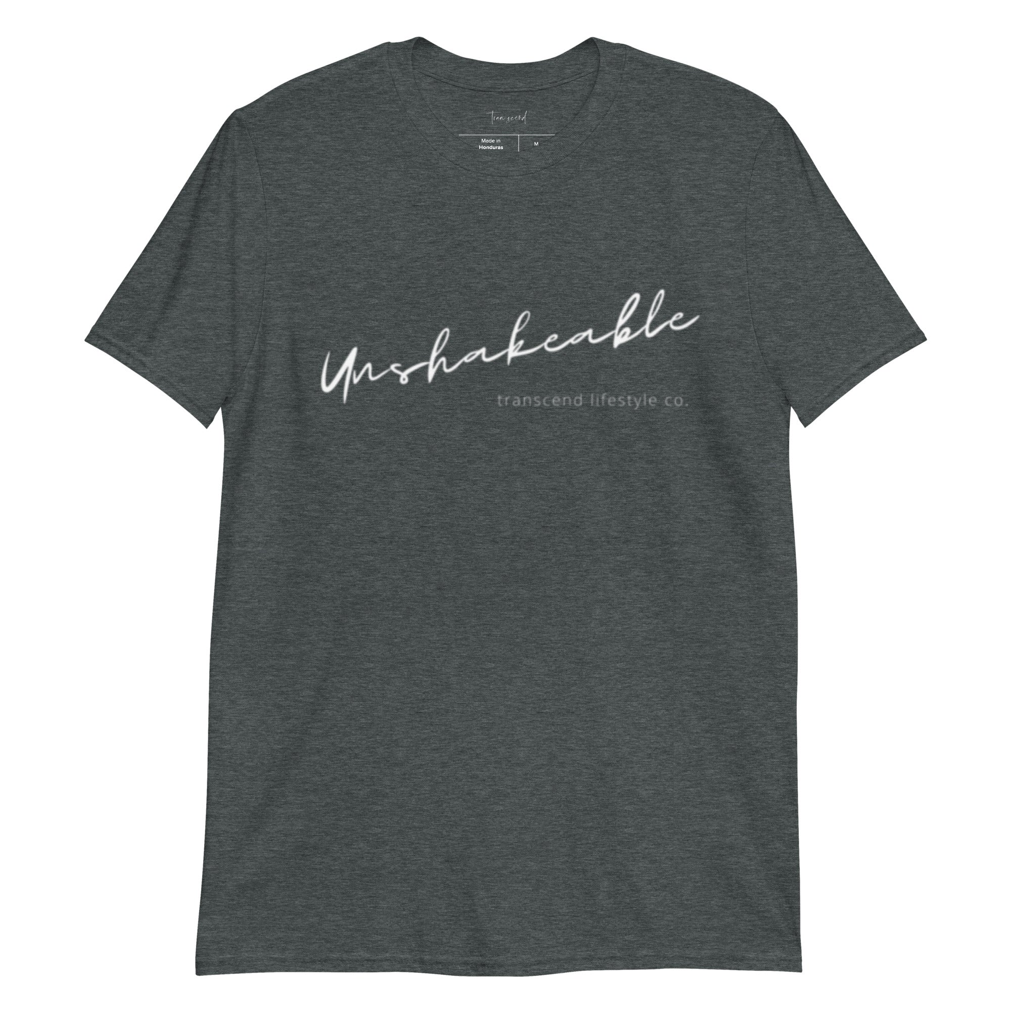 Unshakeable Unisex Tee in dark color options, showcasing its soft fabric and durable stitching.