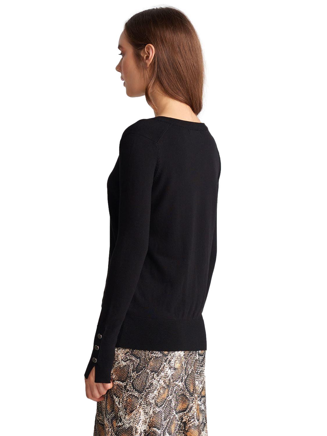 A stylish V Neck Cuff Dropped Sweater in soft fabric, showcasing a modern dropped cuff design and elegant V neckline.