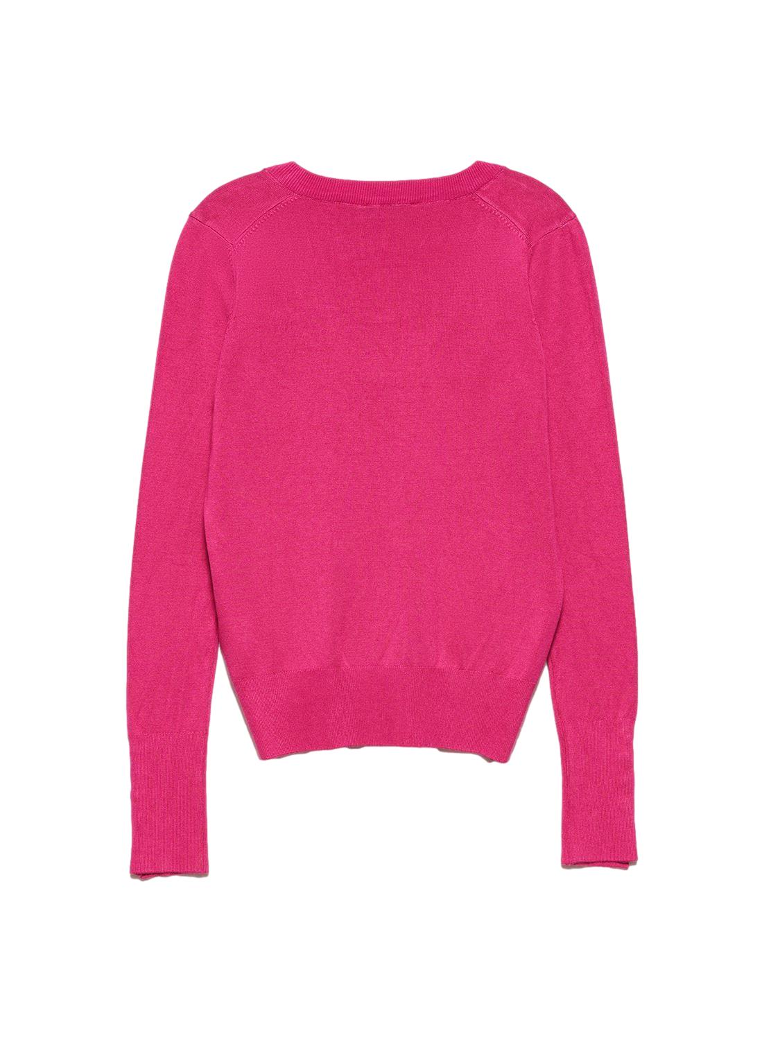 A stylish V Neck Cuff Dropped Sweater in soft fabric, showcasing a modern dropped cuff design and elegant V neckline.