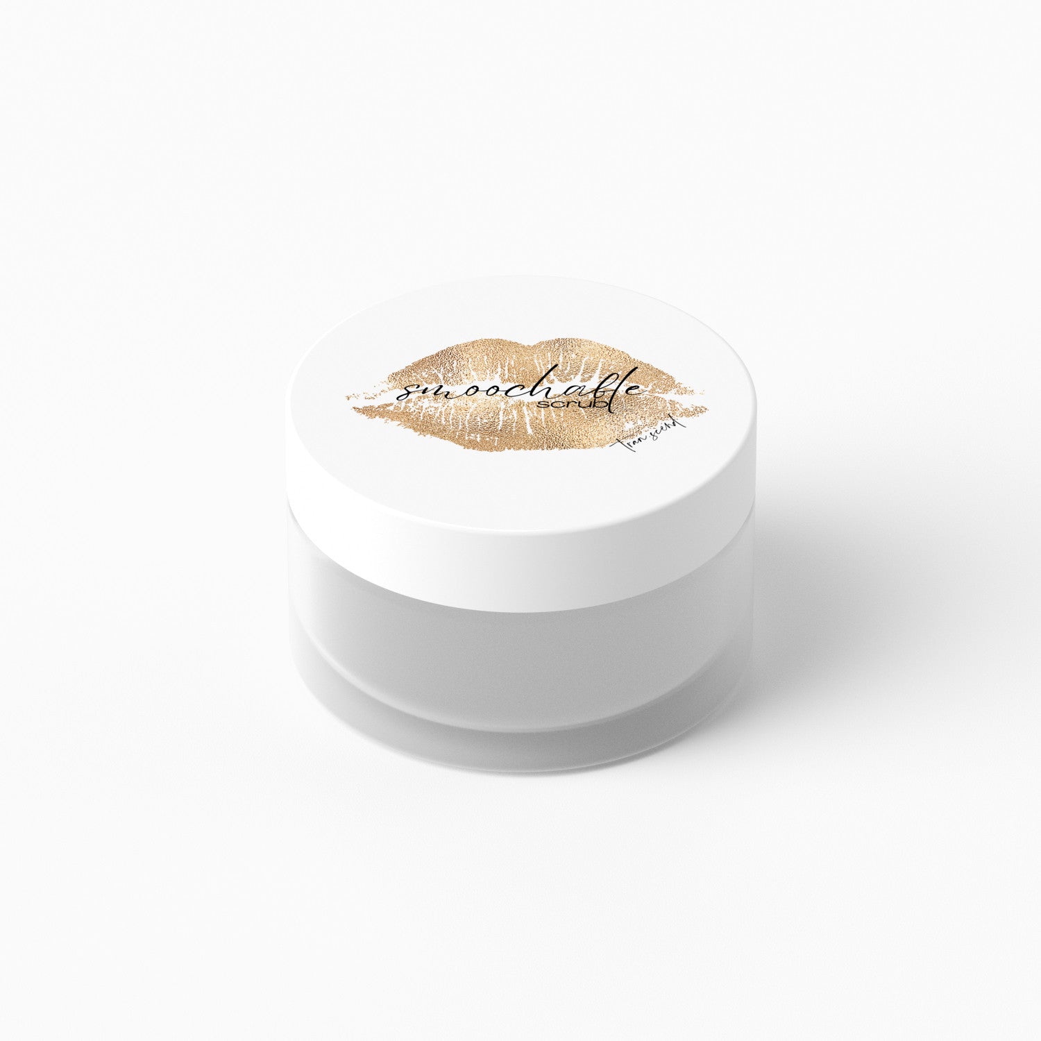 A jar of Vanilla Sugar Scrub with a creamy texture and sugar crystals, surrounded by natural ingredients like coconut oil and shea butter.