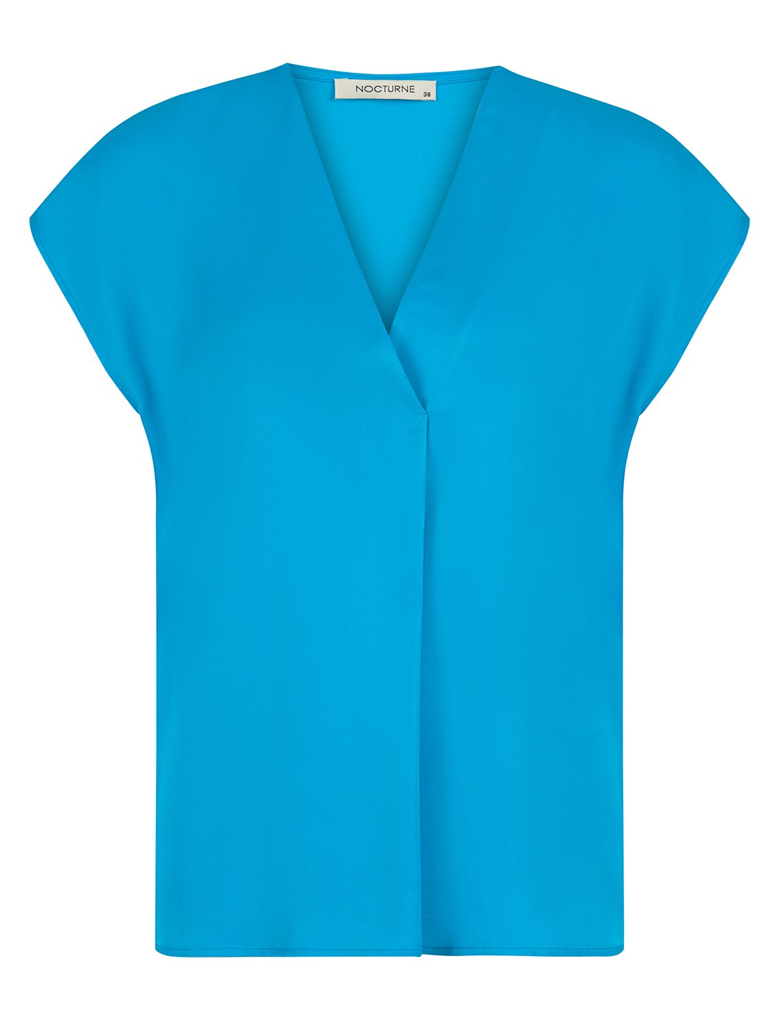 A stylish V-Neck Short Sleeve Top with a satin effect and flounced hem, perfect for summer wear.