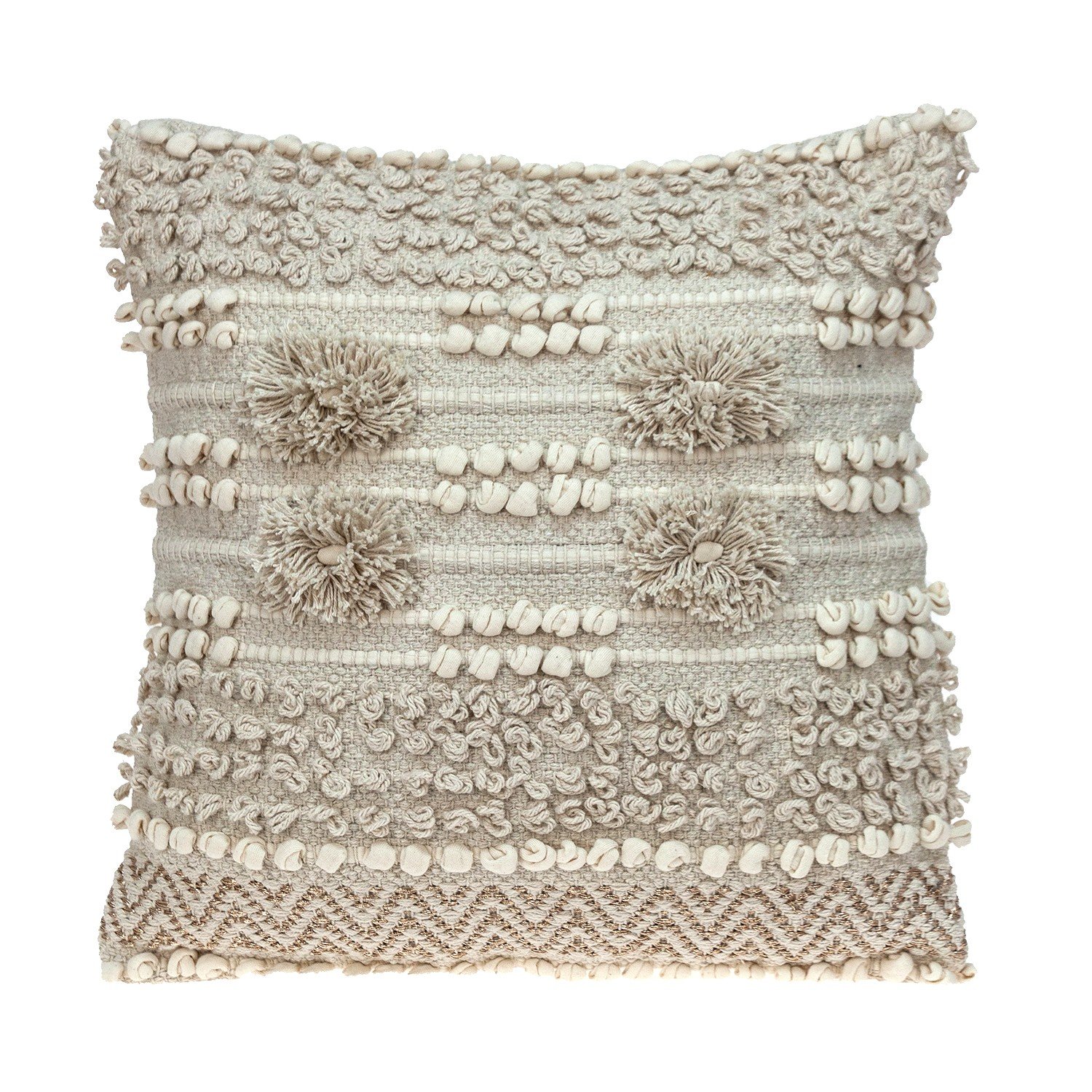 Warm Ivory Chunky Throw Pillow with hand-woven texture and zipper closure, perfect for cozy home decor.