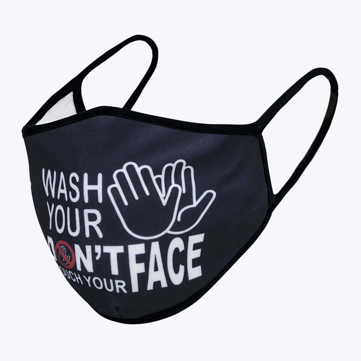 Wash Hands 3-Layered Face Cover featuring a unique print design, made of polyester and cotton, suitable for unisex wear.