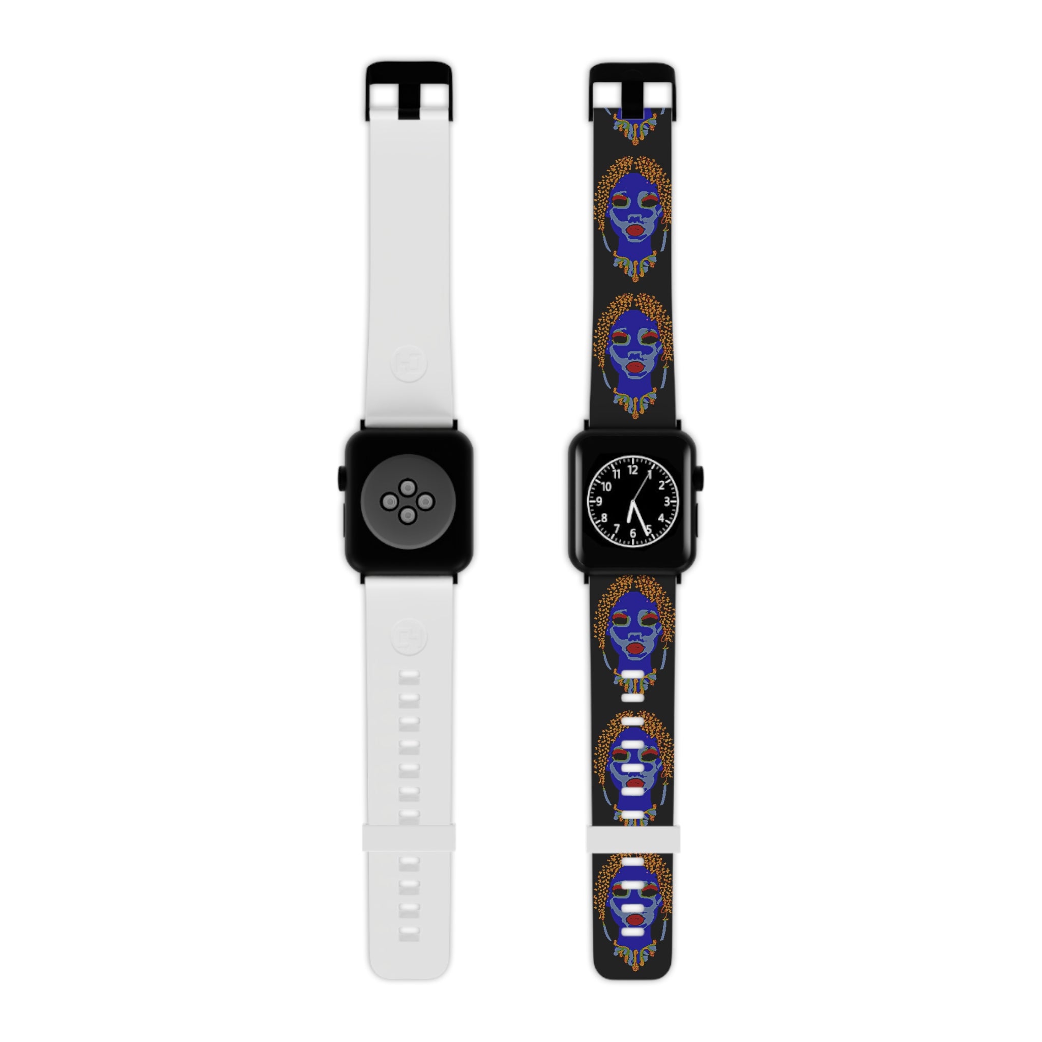 A stylish and durable watch band for Apple Watch made from premium thermo elastomer, featuring stainless steel adapter hardware and a white loop.