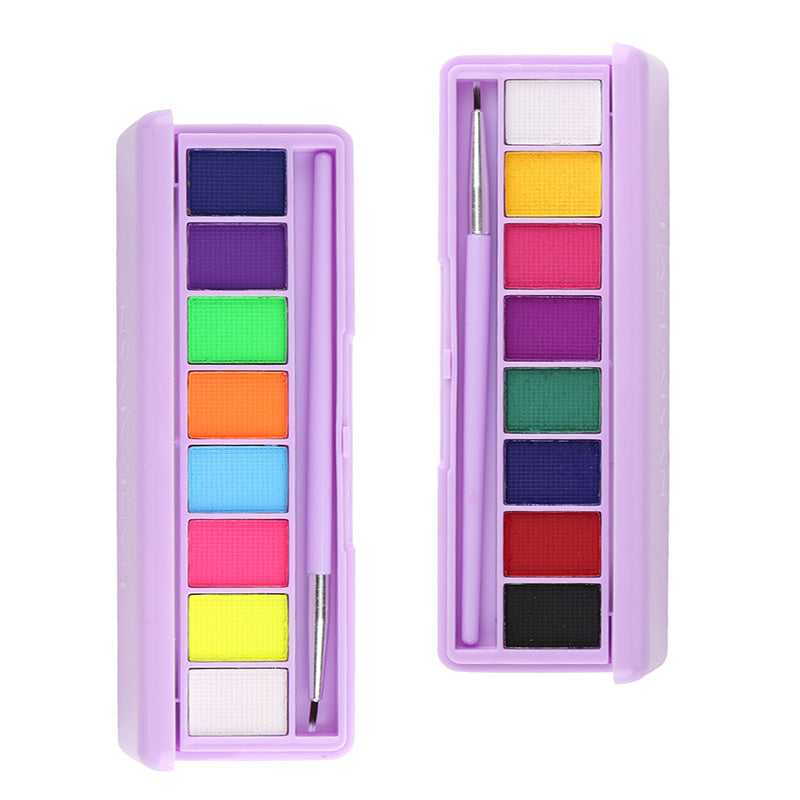 A vibrant Water Activated Eyeliner Palette featuring UV glow neon colors in a creamy format, perfect for body paint and eyeliner.