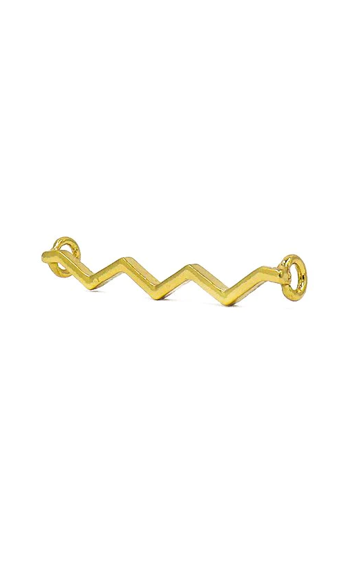 Gold wavy shoe accessory made of metal alloy, showcasing its elegant design.