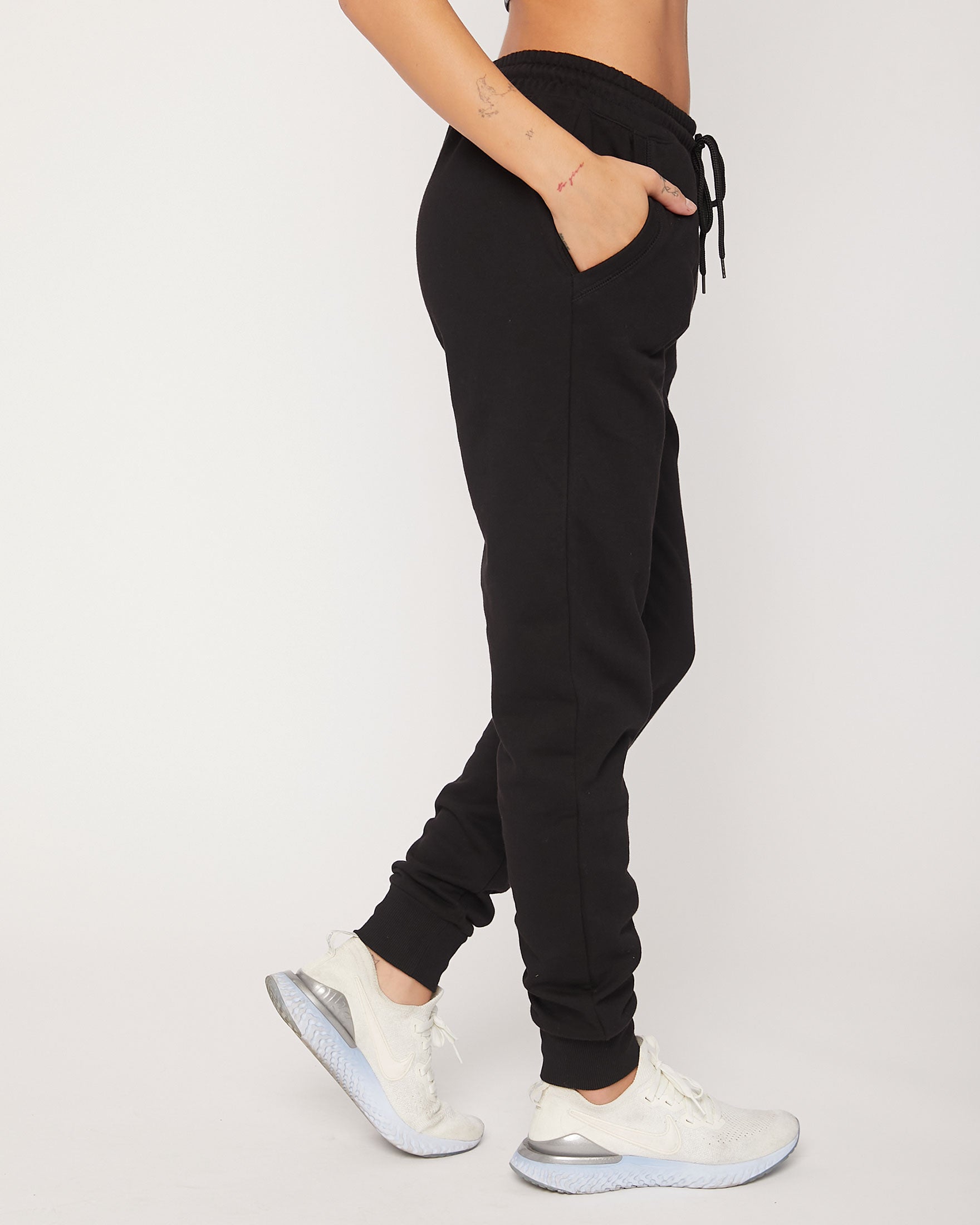 A pair of stylish Weekend French Terry Joggers in a cozy fabric, perfect for lounging or casual outings.