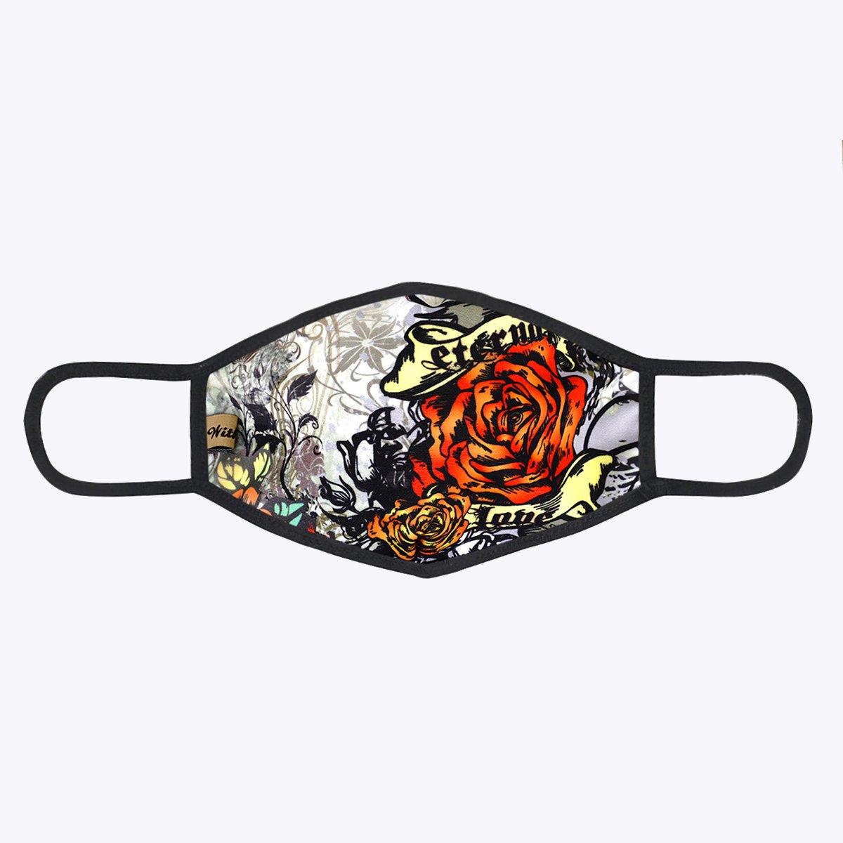 Western Rose 3-Layered Face Cover featuring a unique floral print design, made from polyester and cotton, suitable for unisex wear.