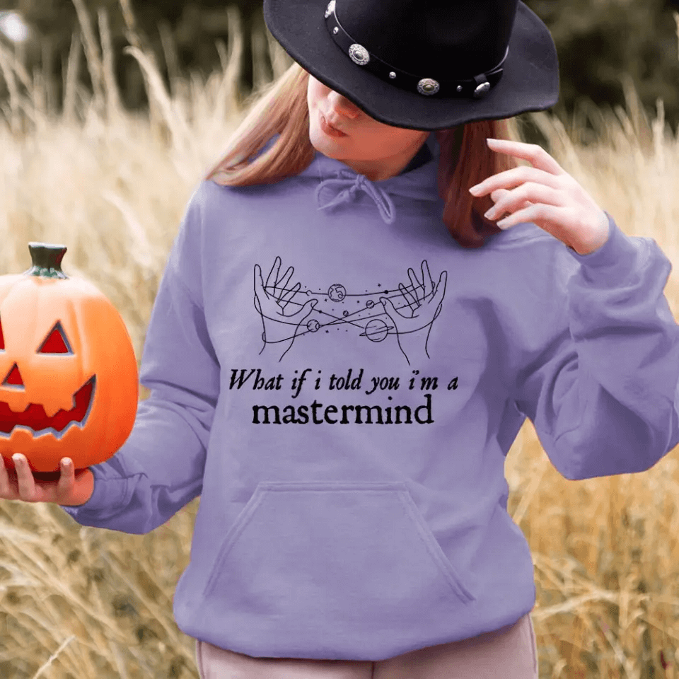 A stylish Halloween-themed T-shirt featuring the phrase 'What If I Told You I'm a Mastermind', made from soft ringspun cotton.