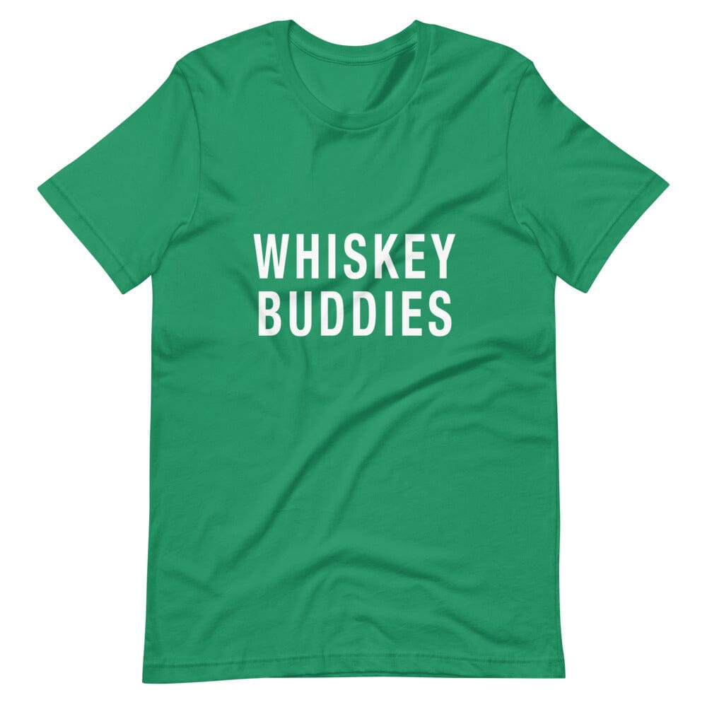 Whiskey Buddies Tee displayed on a mannequin, showcasing its comfortable fit and stylish design, perfect for casual wear.