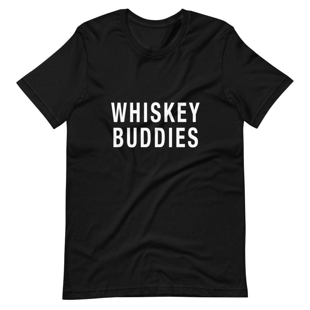 Whiskey Buddies Tee displayed on a mannequin, showcasing its comfortable fit and stylish design, perfect for casual wear.