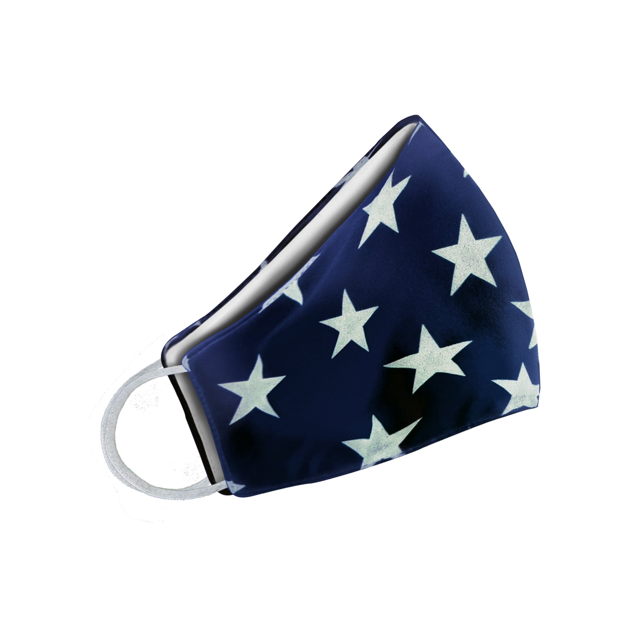 White Stars Face Mask featuring a unique star pattern, designed for comfort and style, suitable for various activities.