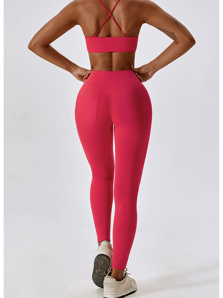 Wide Waistband Sports Pants in solid color, showcasing a sporty design with a comfortable fit.