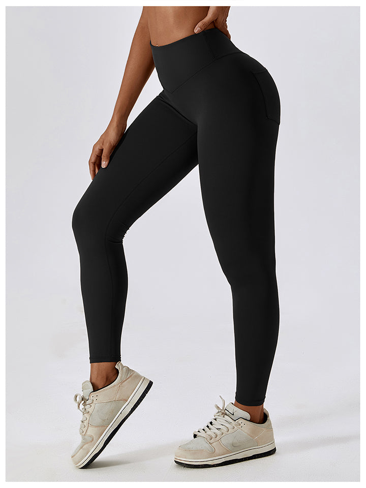 Wide Waistband Sports Pants in solid color, showcasing a sporty design with a comfortable fit.