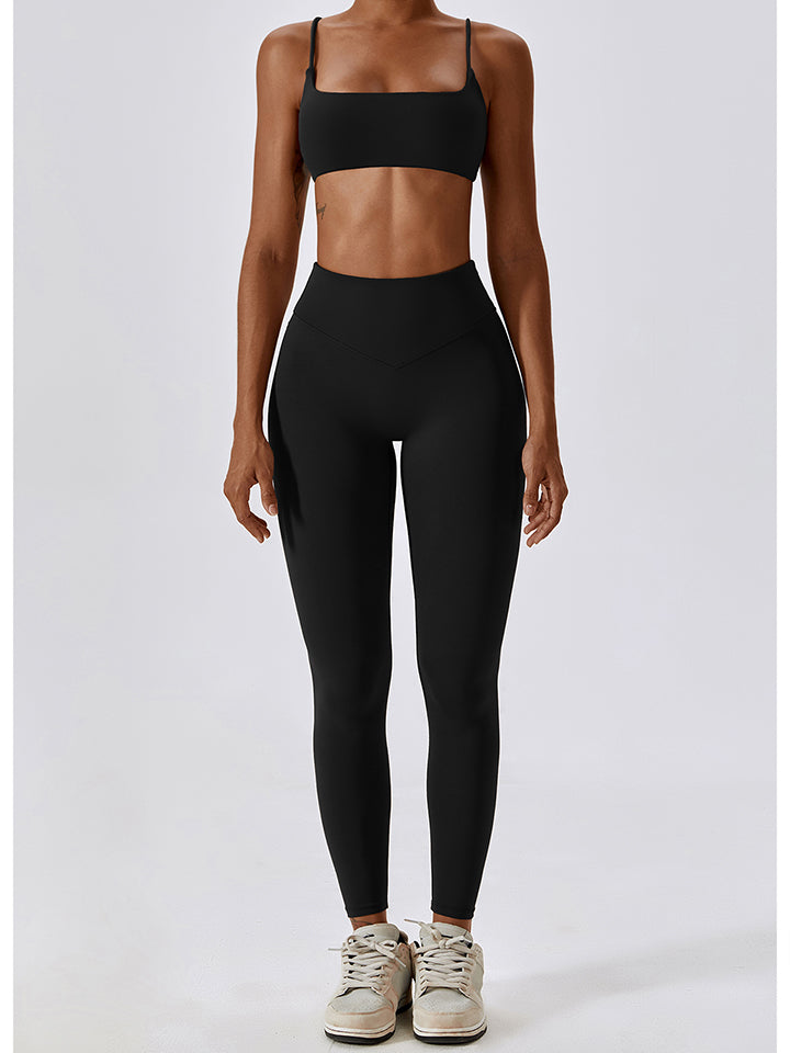 Wide Waistband Sports Pants in solid color, showcasing a sporty design with a comfortable fit.