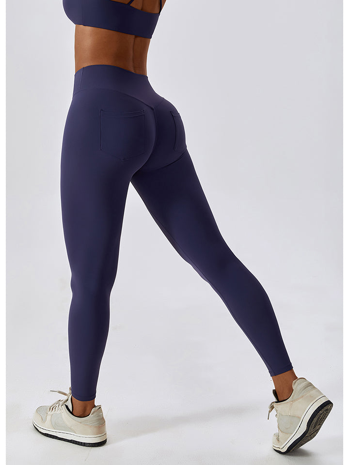 Wide Waistband Sports Pants in solid color, showcasing a sporty design with a comfortable fit.