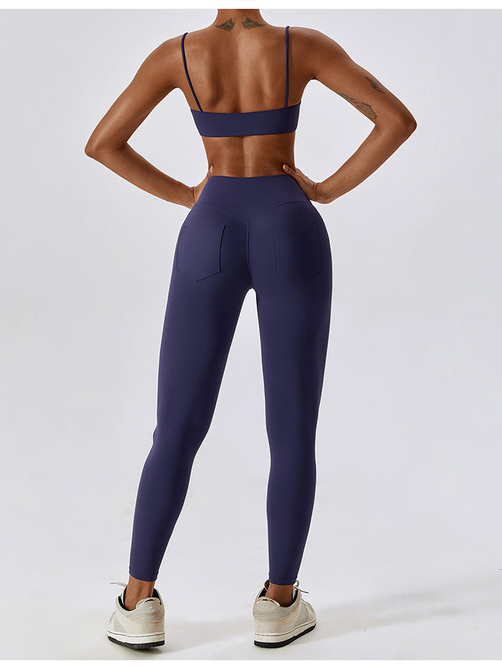 Wide Waistband Sports Pants in solid color, showcasing a sporty design with a comfortable fit.