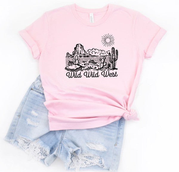 Wild Wild West Softstyle Tee made of 100% cotton, featuring a relaxed fit and unisex design, perfect for casual wear and adventures.