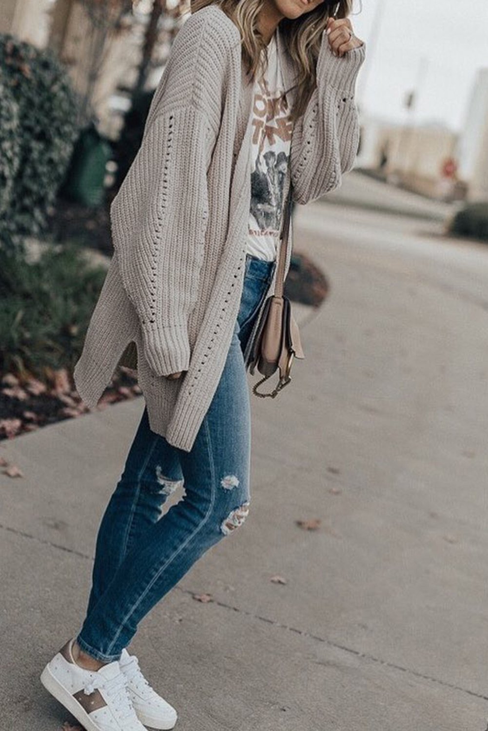 Wine Drop Sleeve Cable Knit Cardigan with Slits, featuring a classic cable knit design, open front, long sleeves, and side pockets in a rich wine color.