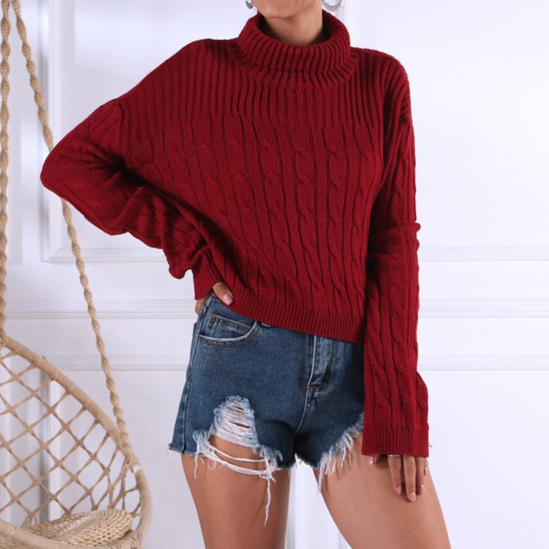 Wine red knitted turtleneck jumper with full sleeves, perfect for winter and Christmas celebrations.