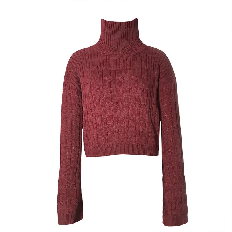 Wine red knitted turtleneck jumper with full sleeves, perfect for winter and Christmas celebrations.