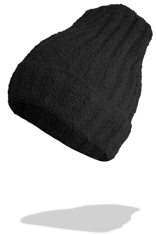 A cozy Winter Solid Color Ribbed Cuff Beanie Hat in a solid color, featuring a stylish ribbed cuff design, perfect for winter wear.