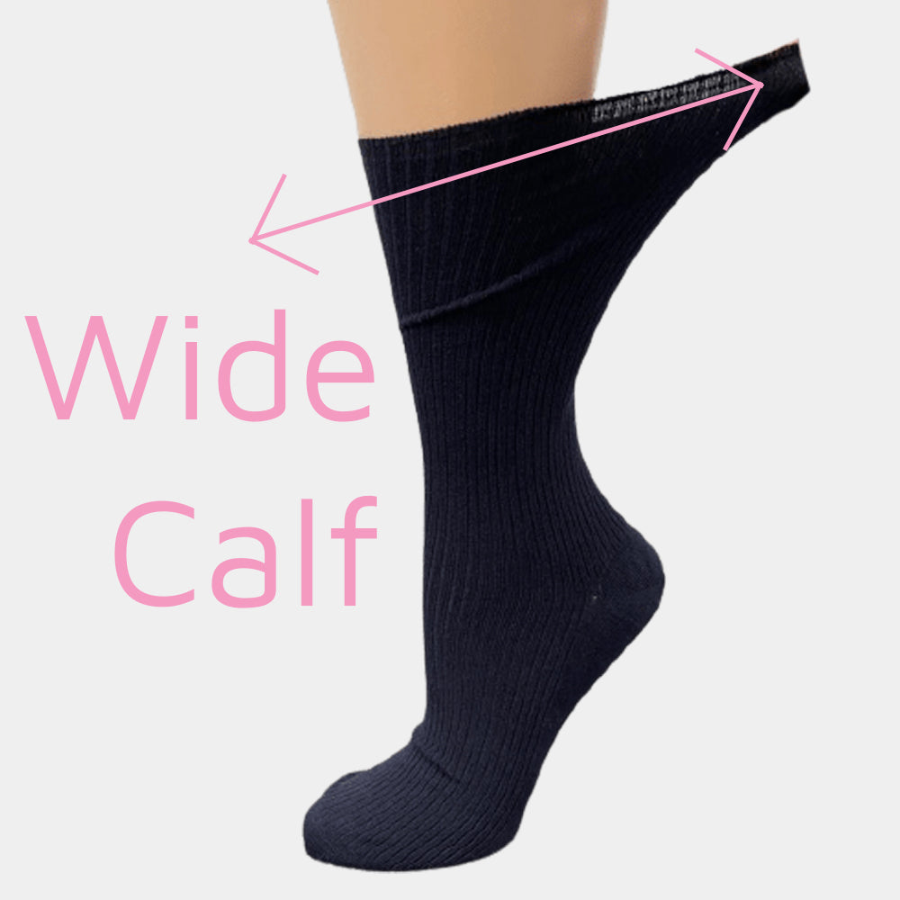 A pack of Women's Diabetic Arthritic Rayon and Bamboo Crew Socks in assorted colors, showcasing their soft texture and non-binding top design.