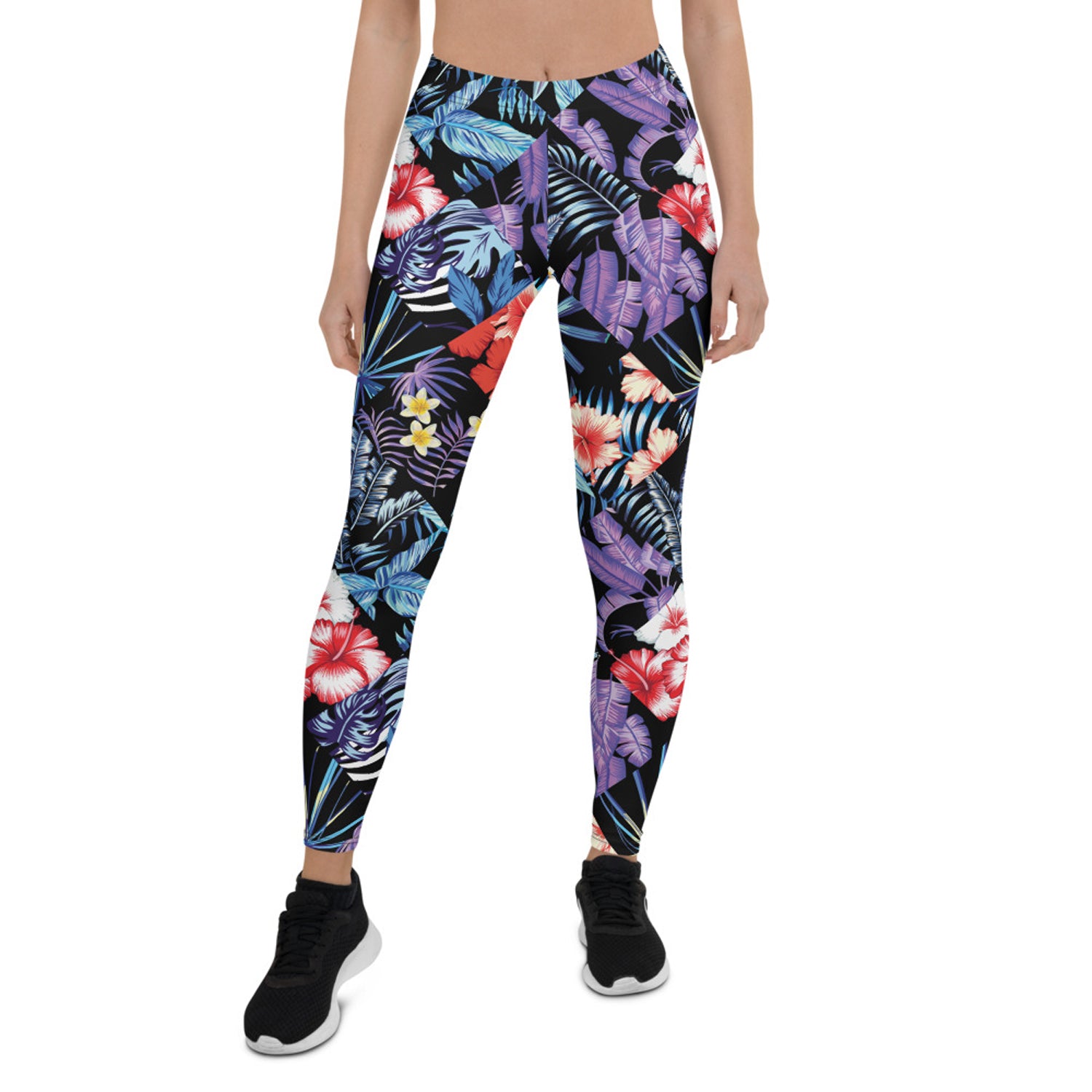 Women's Hawaii Hibiscus Floral Leggings featuring vibrant floral design, perfect for workouts and casual wear.