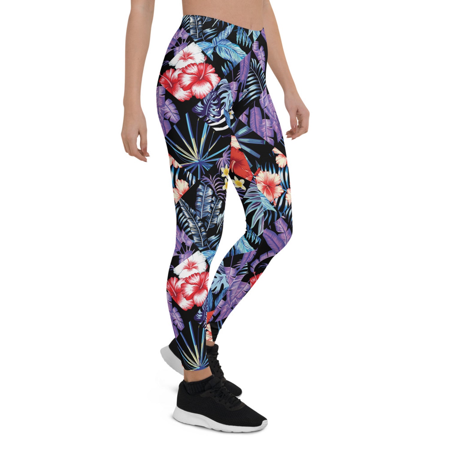 Women's Hawaii Hibiscus Floral Leggings featuring vibrant floral design, perfect for workouts and casual wear.