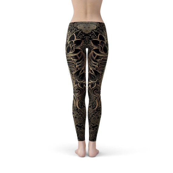 Stylish Womens Koi Fish Black Leggings featuring a vibrant koi fish design, perfect for workouts and casual wear.