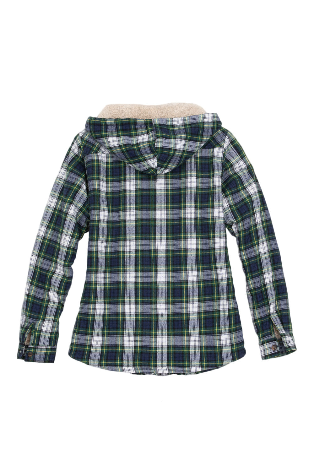 Women's Matching Family Zip Up Green Plaid Flannel Hoodie with sherpa lining, perfect for holiday gatherings and family matching.